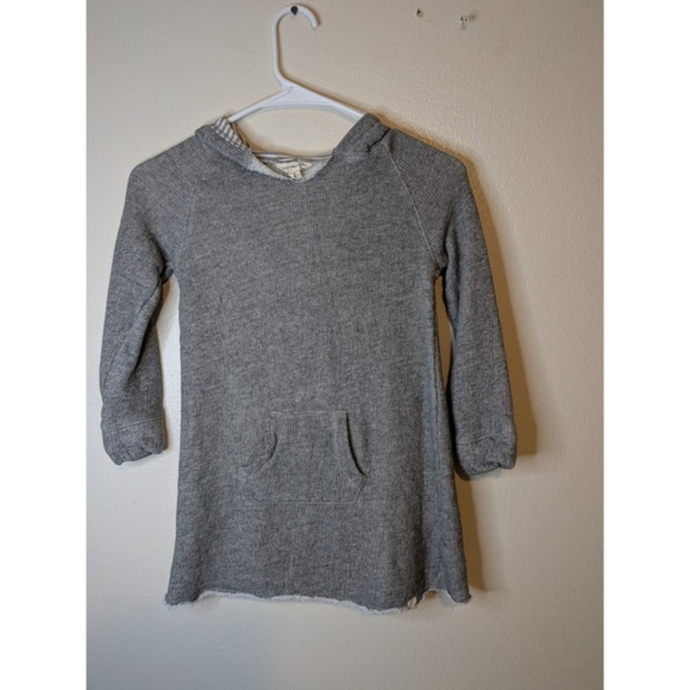 Burt's Bees Kids Gray Thermal Hoodie Dress‎ Kangaroo Pocket Size 4T